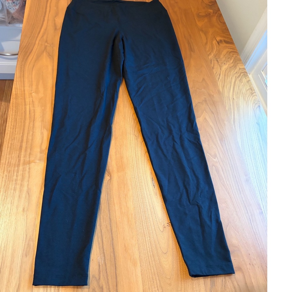 Peruvian Connection Spa Leggings Womens L Black Pima Cotton Modal Stretch Yoga - Picture 2 of 8